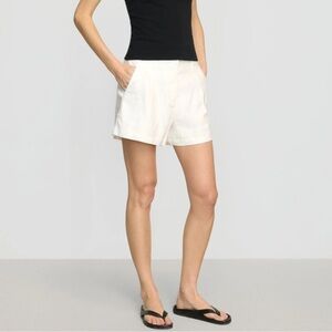 SOMLINEN Vintage Linen White Pleated Shorts 8 29 M